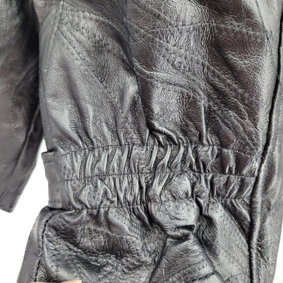 Flight Path Black Vintage 90’s Leather Jacket Deadstock Moto Biker Patchwork-XL - Picture 2 of 11